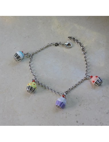 Cupcake Bracelet Enamelled 925 Sterling Silver 