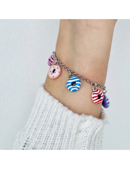 Donuts Bracelet Enamelled 925 Sterling Silver 