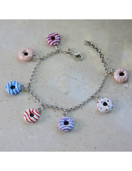 Emailliertes Donuts-Armband aus 925er Sterlingsilber