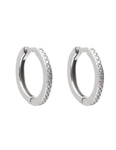 Sterling Silver Hoop Earrings with White Zircons