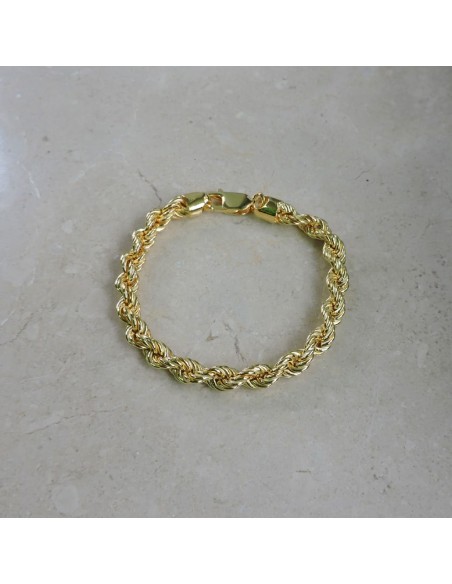 Bracciale Corda Spessa in Argento 925 Placcato Oro