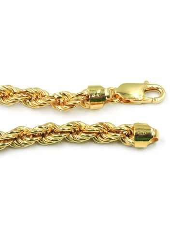 Bracciale Corda Spessa in Argento 925 Placcato Oro