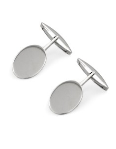 Personalized 925 Sterling Silver Oval Cufflinks 