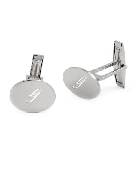 Personalized 925 Sterling Silver Oval Cufflinks 