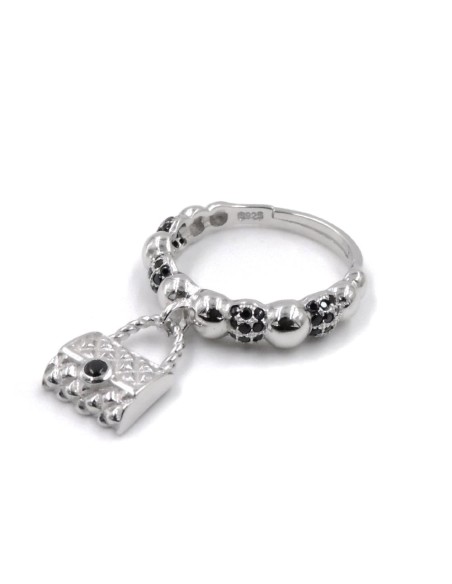 925 Sterling Silver Ring with Bag Pendant