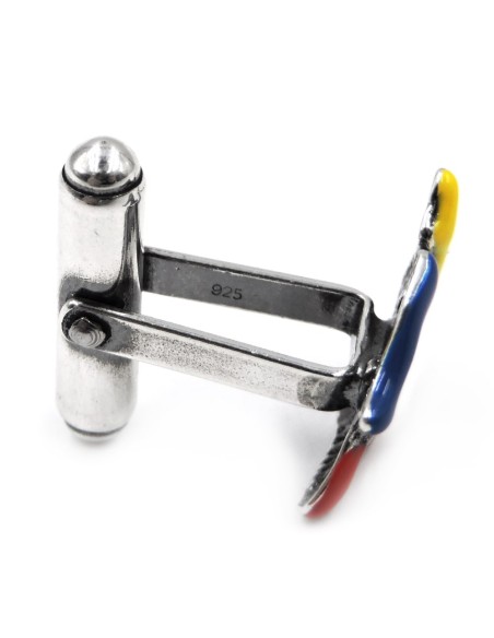 Hand Enamelled Sterling Silver Trinacria Cufflinks 