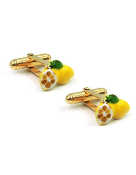 Enamelled Sterling Silver Lemons Cufflinks 