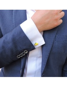 Enamelled Sterling Silver Lemons Cufflinks  2