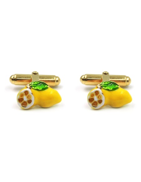 Enamelled Sterling Silver Lemons Cufflinks 