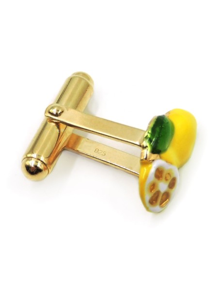 Enamelled Sterling Silver Lemons Cufflinks 