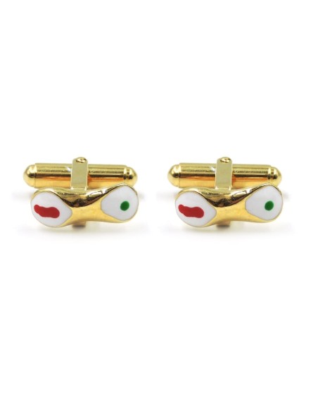 Hand Enamelled Sterling Silver Sicilian Cannolo Cufflinks 