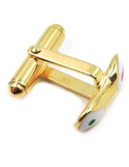 Hand Enamelled Sterling Silver Sicilian Cannolo Cufflinks 