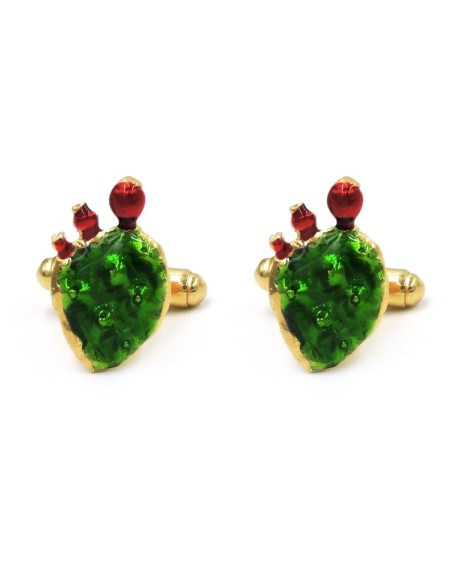 Hand Enamelled Sterling Silver Prickly Pears Cufflinks 