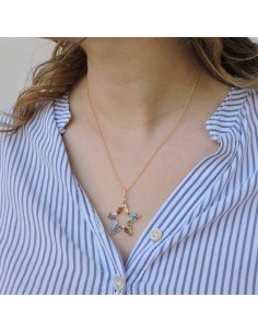 Collana Stella in Argento Placcato Oro e Pietre Colorate 2
