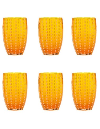 Zafferano Perle Set 6 Bicchieri in Vetro Arancione