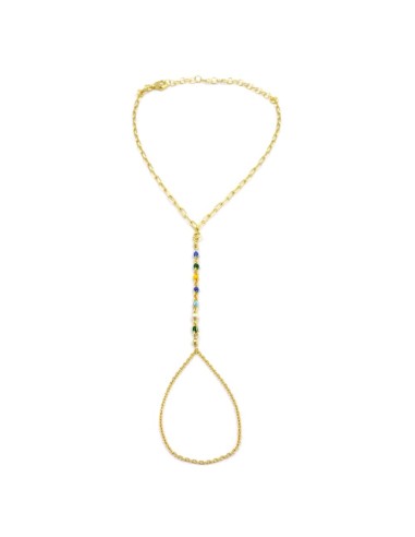Gold Plated 925 Sterling Silver Simple Anklet Chain with Colored Beads