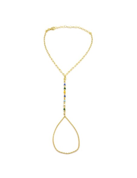 Baciapiede in Argento 925 Placcato Oro con Perline Smaltate
