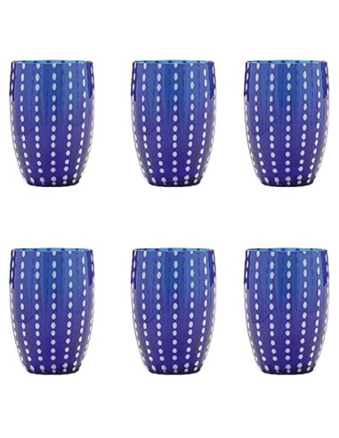 Zafferano Perle Glass Tumbler Blue Set of 6 