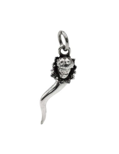 Solid Silver Lucky Horn with Baba Pendant 