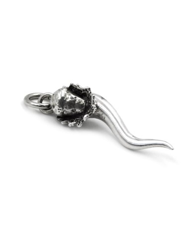 Solid Silver Lucky Horn with Baba Pendant 