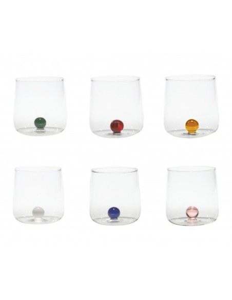 Zafferano Bilia Mix Set 6 Bicchieri Tumbler In Vetro Borosilicato 