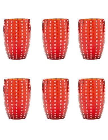 Zafferano Perle Glass Tumbler Red Set of 6