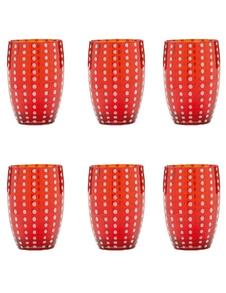 Zafferano Perle Glass Tumbler Red Set of 6