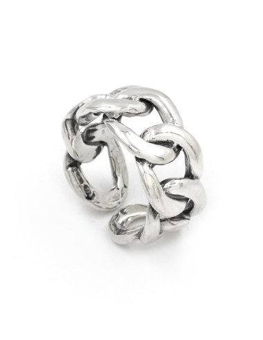Big Curb Chain Ring 925 Sterling Silver  