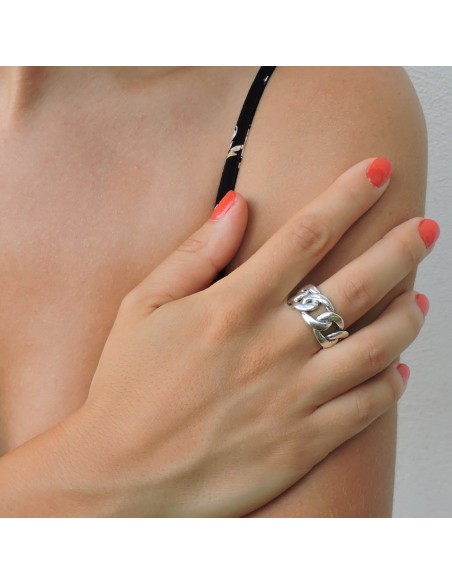 Big Curb Chain Ring 925 Sterling Silver  