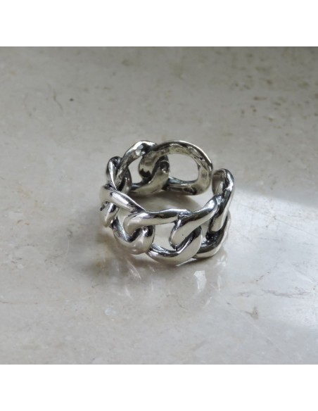 Big Curb Chain Ring 925 Sterling Silver  