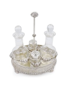 Sterling Silver and Fine Crystal Cruet Set with Flowers...