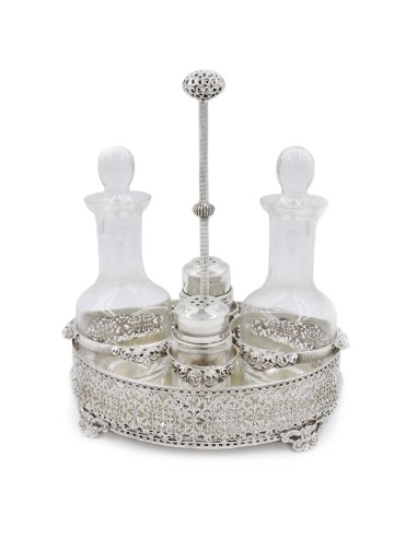 Menage-Set aus 925er Sterlingsilber und feinem...