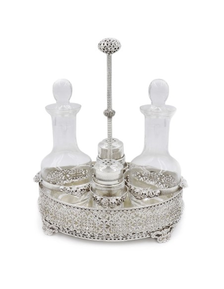 Set Olio Aceto Sale Pepe in Argento 925 e Cristallo