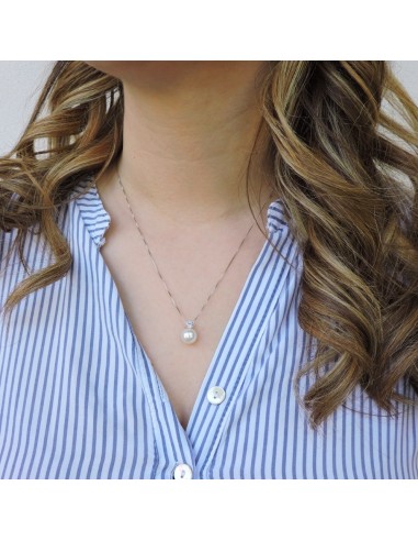 Sterling Silver Necklace with Pearl Pendant and...