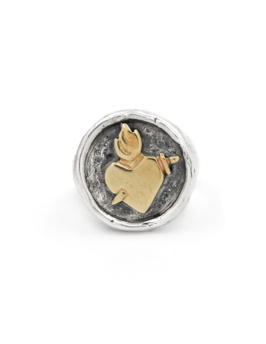 Anello Tondo in Argento 925 Martellato Sacro...