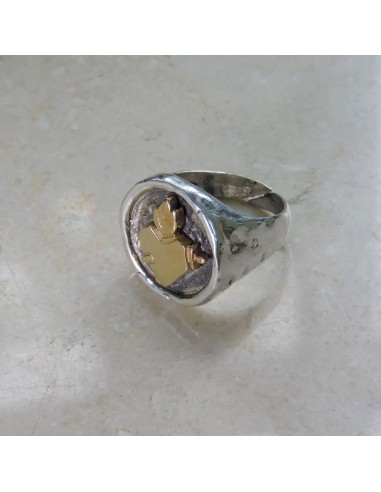 Anello Tondo in Argento 925 Martellato Sacro...