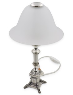 Lampada in Argento Stile Barocco con Paralume In Vetro  2