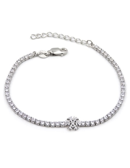 925 Sterling Silver Snowflake Tennis Bracelet 