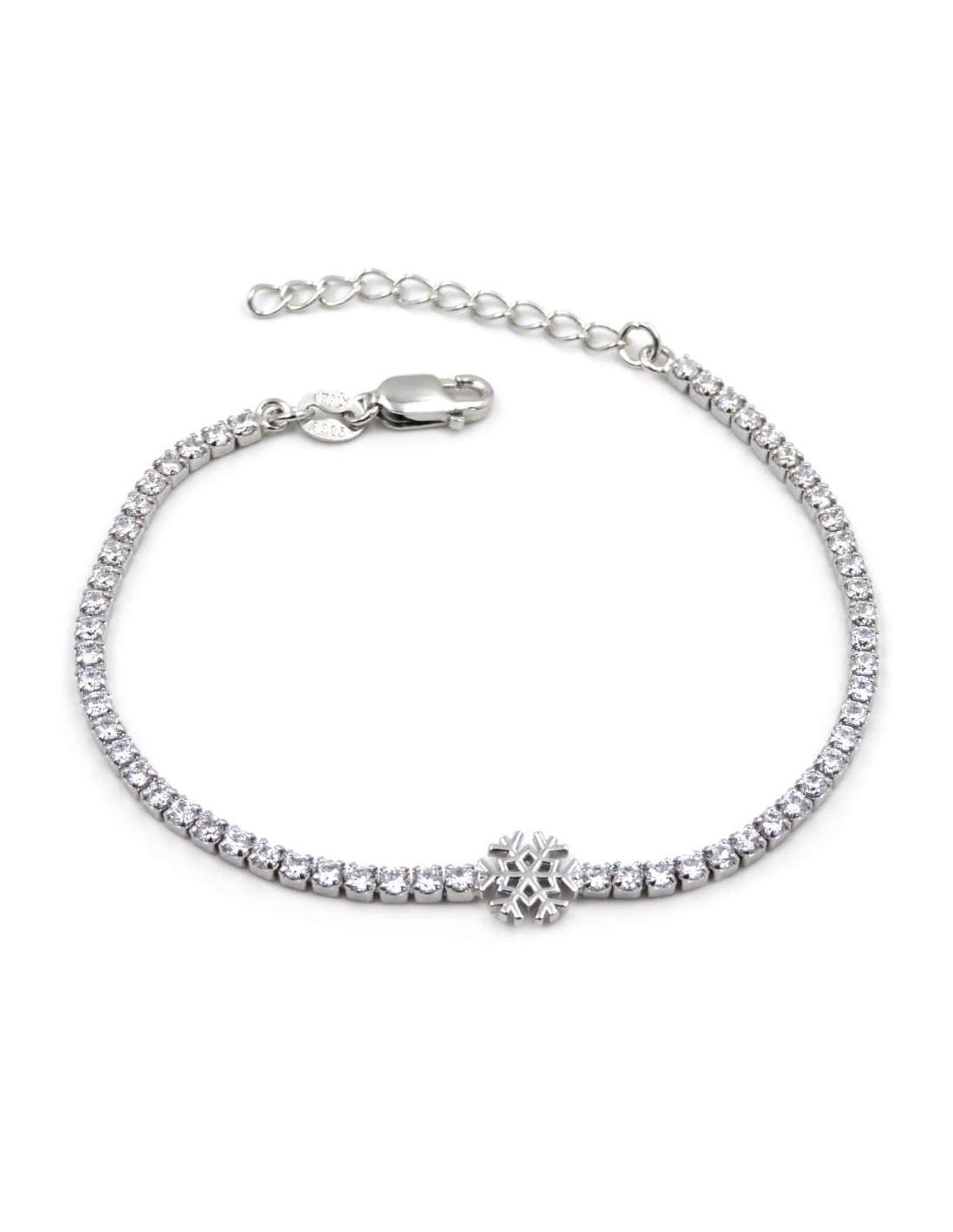 Nanhong Bracciale Rigido In Argento Sterling 925 Con Incisione Fiocchi Di Neve - Diametro 6,4 Cm Estensibile