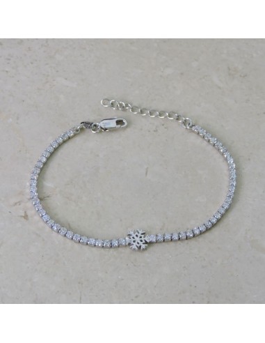 925 Sterling Silver Snowflake Tennis Bracelet 