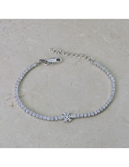 925 Sterling Silver Snowflake Tennis Bracelet 