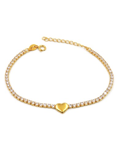 Bracciale Tennis Cuore in Argento Placcato Oro 