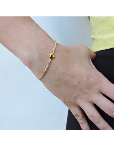 Vergoldetes Herz-Tennisarmband aus 925er...