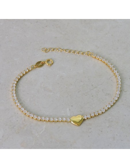 Vergoldetes Herz-Tennisarmband aus 925er Sterlingsilber