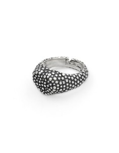 Burnished Dotted Sterling Silver Pinky Heart Ring 