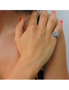 Burnished Dotted Sterling Silver Pinky Heart Ring  2