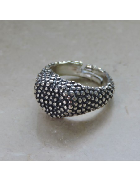 Anello Da Mignolo Cuore in Argento Sterling 925 Brunito Puntinato