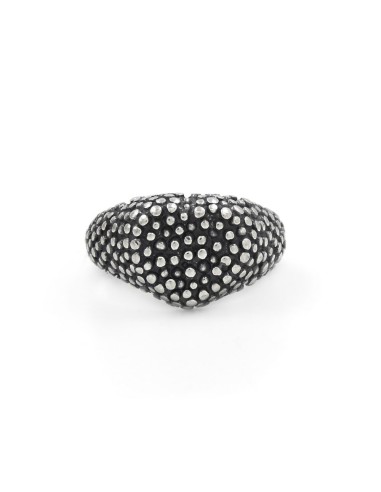 Burnished Dotted Sterling Silver Pinky Heart Ring 