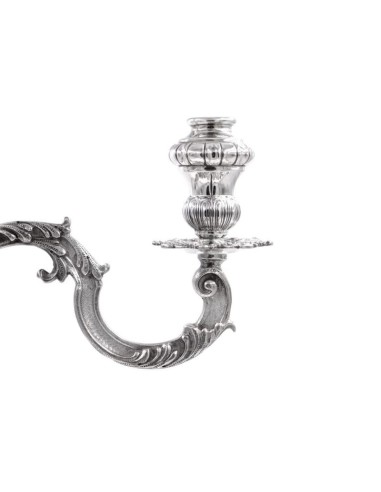 Candelabro Tre Fiamme Barocco in Argento 800 