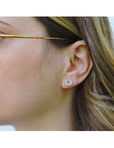 Sterling Silver Sun Stud Earrings with White Zircons  2